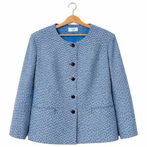Le Suit Women’s Blazer Jacket NWT Size 24W Blue Textured Plus Size